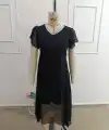 Kadın Kısa Kollu V Yakalı Midi Astarlı şifon Elbise