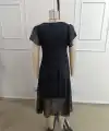 Kadın Kısa Kollu V Yakalı Midi Astarlı şifon Elbise
