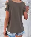 Kadın Kısa Kollu V Yakalı şerit Detaylı Viskon Bluz