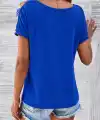 Kadın Kısa Kollu V Yakalı şerit Detaylı Viskon Bluz