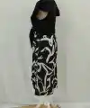 Kadın Kısa Kollu V Yakalı üst Janjan Krep Alt Desenli Süprem Mini Elbise