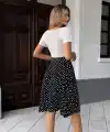 Kadın Kısa Kollu V Yakalı üst Viskon Alt Puantiyeli Kısa örme Krep Elbise