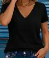 Kadın Kısa Kollu V Yakalı Viskon Bluz