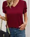Kadın Kısa Kollu V Yakalı Viskon Bluz