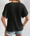 Kadın Kısa Kollu V Yakalı Viskon Bluz