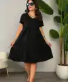 Kadın Kısa Kollu V Yakalı Viskon Elbise