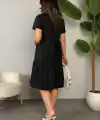 Kadın Kısa Kollu V Yakalı Viskon Elbise