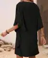 Kadın Kısa Kollu V Yakalı Yanları Volanlı Kısa Ithal Krep Elbise