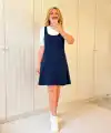 Kadın Kısa Kollu Ve Kalın Askılı Ikili Modal Elbise