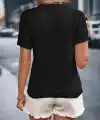 Kadın Kısa Kollu Yaka Detay Triko Bluz