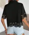 Kadın Kısa Kollu Yakalı önden Düğmeli Dubai Gömlek Bluz