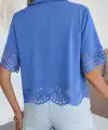 Kadın Kısa Kollu Yakalı önden Düğmeli Dubai Gömlek Bluz