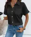Kadın Kısa Kollu Yakalı önden Düğmeli Gömlek
