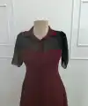 Kadın Kısa Kollu Yakalı önden Düğmeli Midi Ithal Krep Elbise