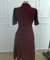 Kadın Kısa Kollu Yakalı önden Düğmeli Midi Ithal Krep Elbise