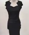 Kadın Kısa Kollu Yakası Asimetrik Kısa Ithal Krep Elbise
