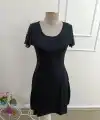 Kadın Kısa Kollu Yuvarlak Yakalı Kolu Dantelli Kısa Viıskon Elbise