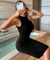 Kadın Kolsuz Balıkçı Yaka Kısa Dalgıç Elbise