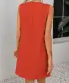 Kadın Kolsuz V Hakim Yakalı Düğmeli Kısa Elbise