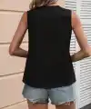 Kadın Kolsuz V Yakalı Blok Renkli Ithal Krep Bluz