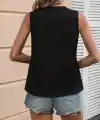 Kadın Kolsuz V Yakalı Blok Renkli Ithal Krep Bluz