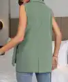 Kadın Kolsuz Yakalı önden Düğmeli Belden Kuşaklı Atlas Ceket