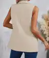 Kadın Kolsuz Yakalı önden Tek Düğmeli Atlas Ceket