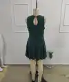 Kadın Kolsuz Yarı Balıkçı Yaka Kısa Sandy Elbise