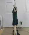 Kadın Kolsuz Yarı Balıkçı Yaka Kısa Sandy Elbise