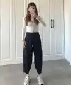 Kadın Krep Kumaş Balon Pantolon