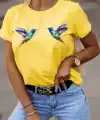 Kadın Kuş Desenli Süprem T-shirt