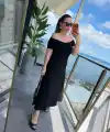Kadın Madonna Yaka Midi Boy Modal Elbise