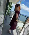 Kadın Madonna Yaka Midi Boy Modal Elbise