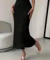 Kadın Midi Boy Ajurlu Triko Etek (astarsızdır)