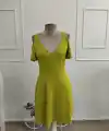 Kadın Omuzlardan Acık Askılı V Yakalı Kısa Modal Elbise