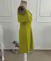 Kadın Omuzlardan Acık Askılı V Yakalı Kısa Modal Elbise