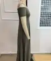 Kadın Omuzlardan Açık Lastikli Uzun Viskon Elbise