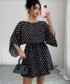 Kadın Puantiyeli örme Krep Mini Elbise (kemersiz)
