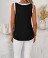 Kadın Sıfır Kollu çift Renkli Viskon Bluz