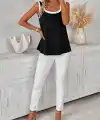 Kadın Sıfır Kollu çift Renkli Viskon Bluz