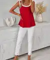 Kadın Sıfır Kollu çift Renkli Viskon Bluz
