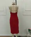Kadın Tek Omuzdan Acık Onden Fıyonk Bagcık Detaylı Yırtmaçlı Midi Ithal Krep Elbise