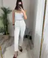 Kadın üste Oturan Paçası Bilek üzerinde Biten Atlas Kumaş Pantolon 36 (S) - 50 (5XL)
