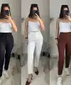 Kadın üste Oturan Paçası Bilek üzerinde Biten Krep Kumaş Kumaş Pantolon 36 (S) - 50 (5XL)