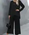 Kadın Uzun Kollu Asimetrik Detaylı Salaş Sandy Bluz Ve Pantolon Ikili Takım
