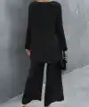 Kadın Uzun Kollu Asimetrik Detaylı Salaş Sandy Bluz Ve Pantolon Ikili Takım