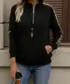 Kadın Uzun Kollu Balıkçı Yaka önden Fermuarlı Polar Bluz