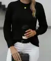 Kadın Uzun Kollu Bisiklet Yaka Triko Bluz