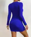 Kadın Uzun Kollu çapraz Dekolte Detaylı Mini Sandy Elbise
