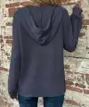 Kadın Uzun Kollu Kapşonlu önü Düğmeli Ve Bağcıklı Waffle Bluz